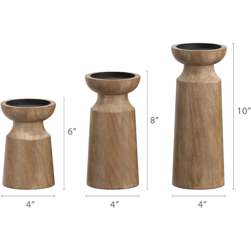 Solid Wood Retro Candlestick Home B & B Table Decoration Candle Holder Wooden - The Wooden Can